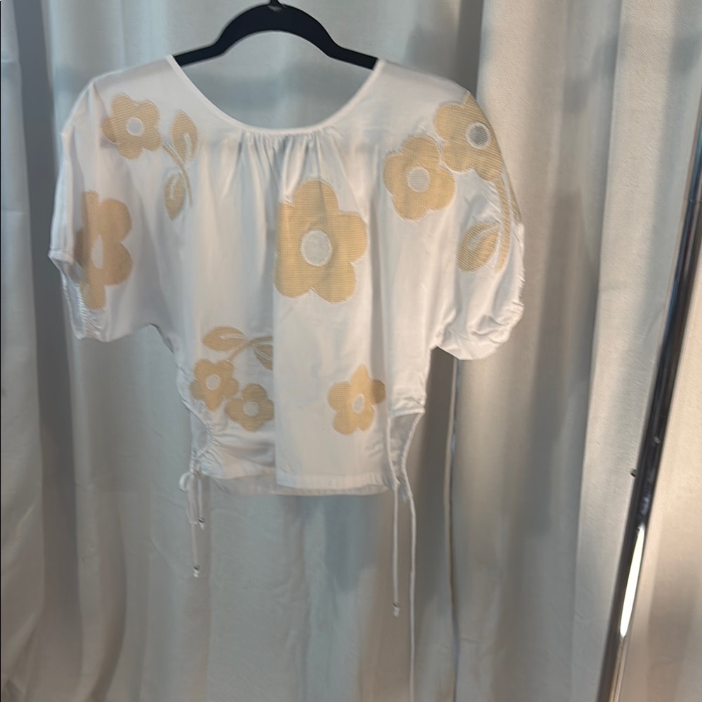 Floral White and Gold Women's Top